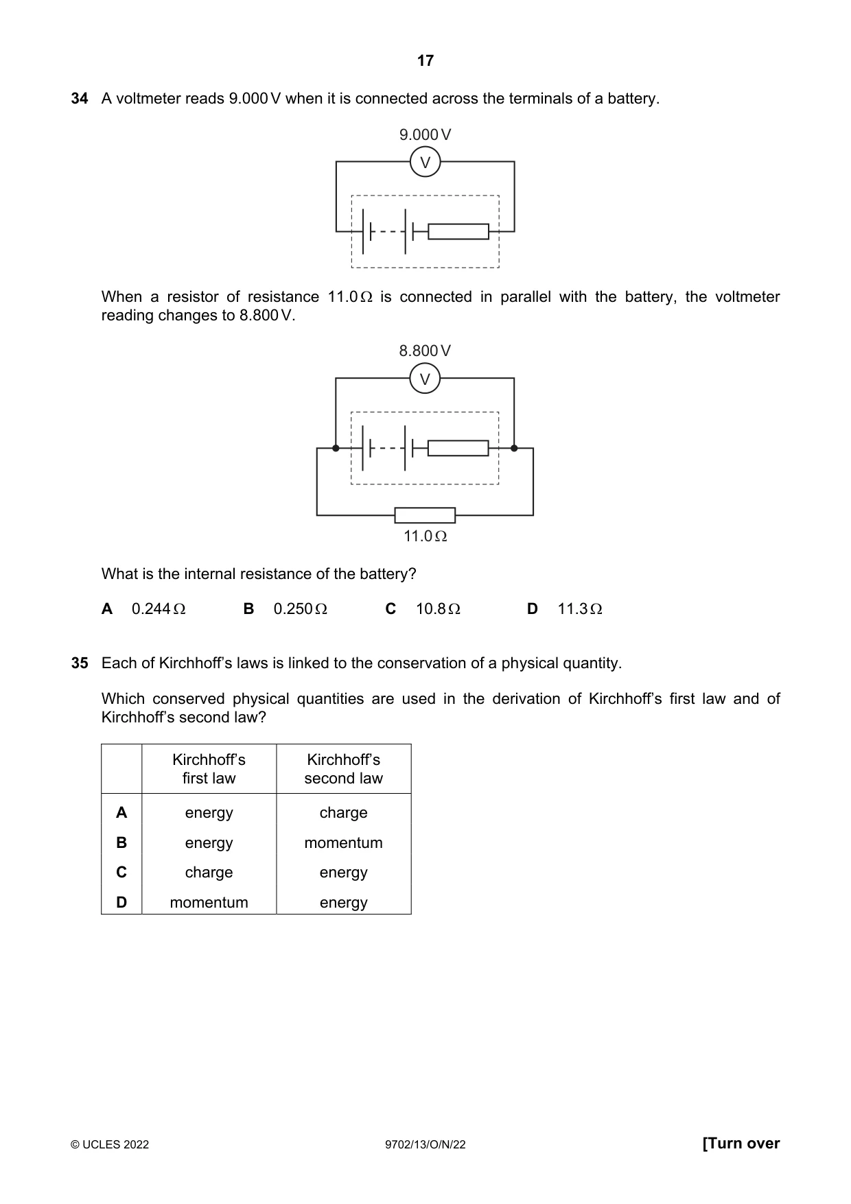 Cambridge A Level Physics 9702 2022 Oct/Nov Paper 1 · Variant 3 question paper, page 17 of 20