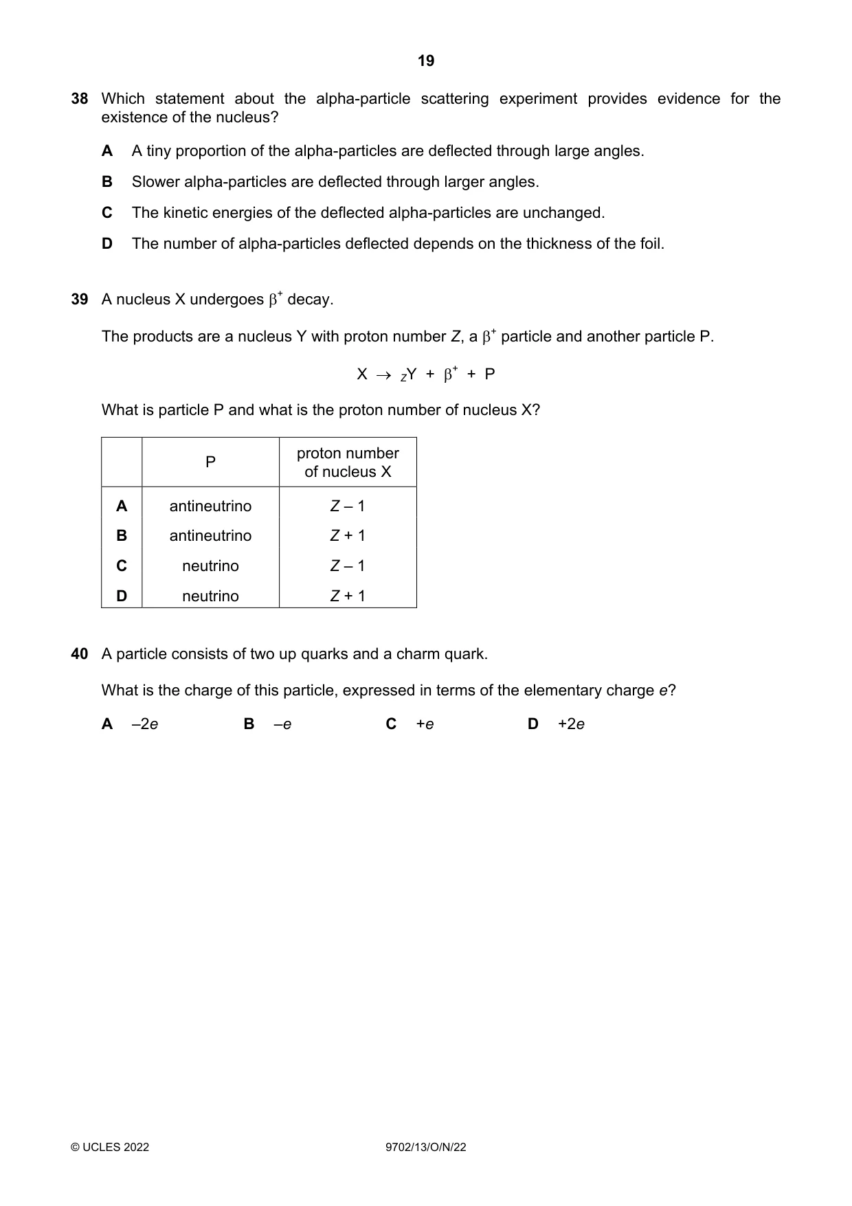 Cambridge A Level Physics 9702 2022 Oct/Nov Paper 1 · Variant 3 question paper, page 19 of 20