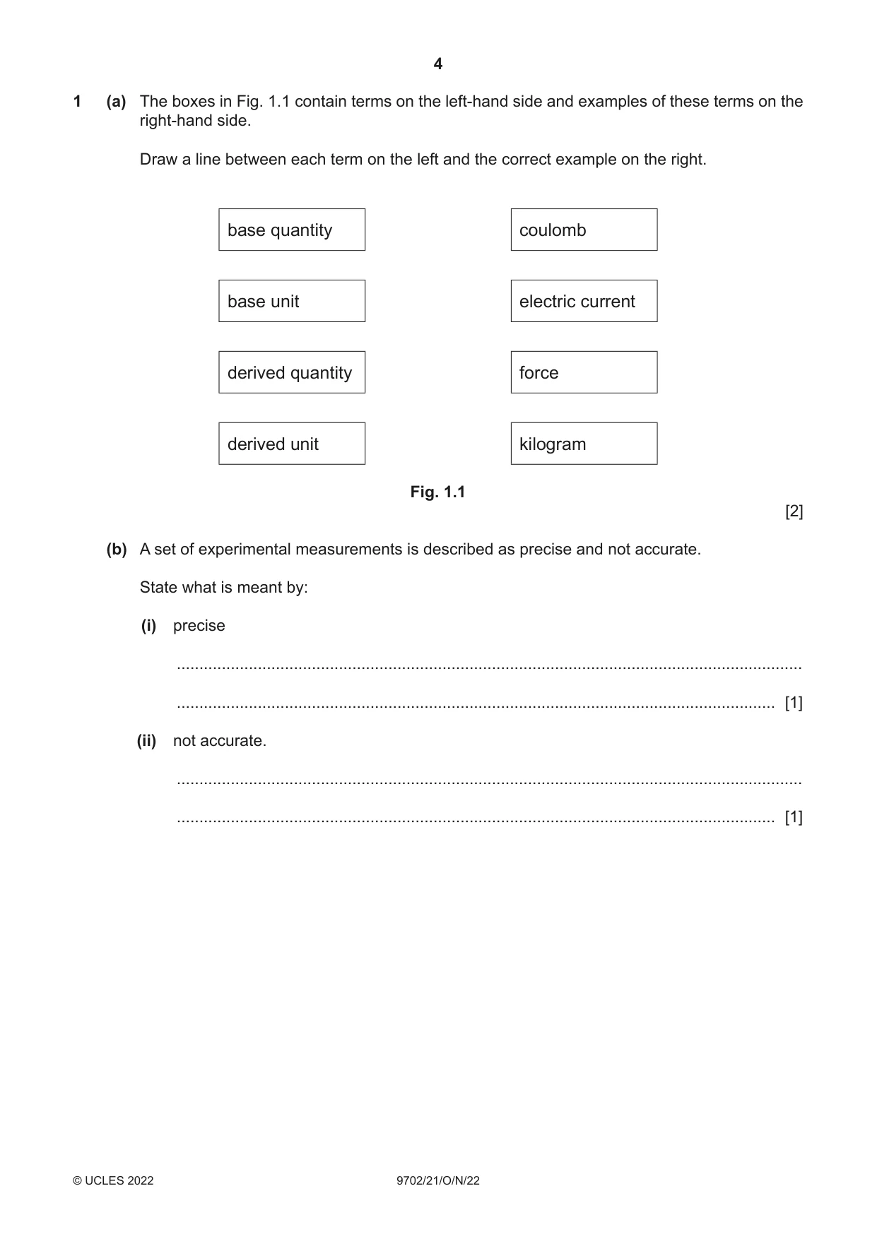Cambridge A Level Physics 9702 2022 Oct/Nov Paper 2 · Variant 1 question paper, page 4 of 20