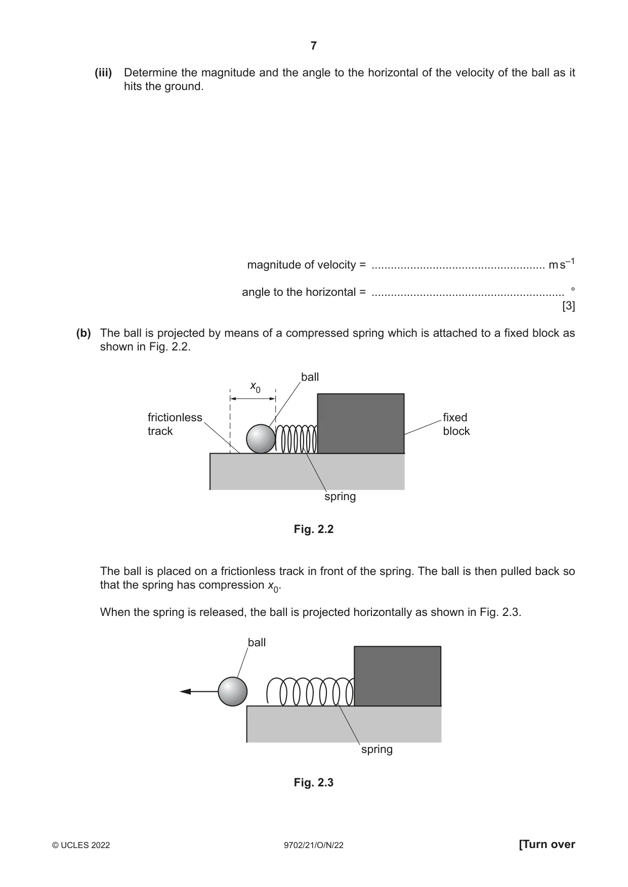 Cambridge A Level Physics 9702 2022 Oct/Nov Paper 2 · Variant 1 question paper, page 7 of 20