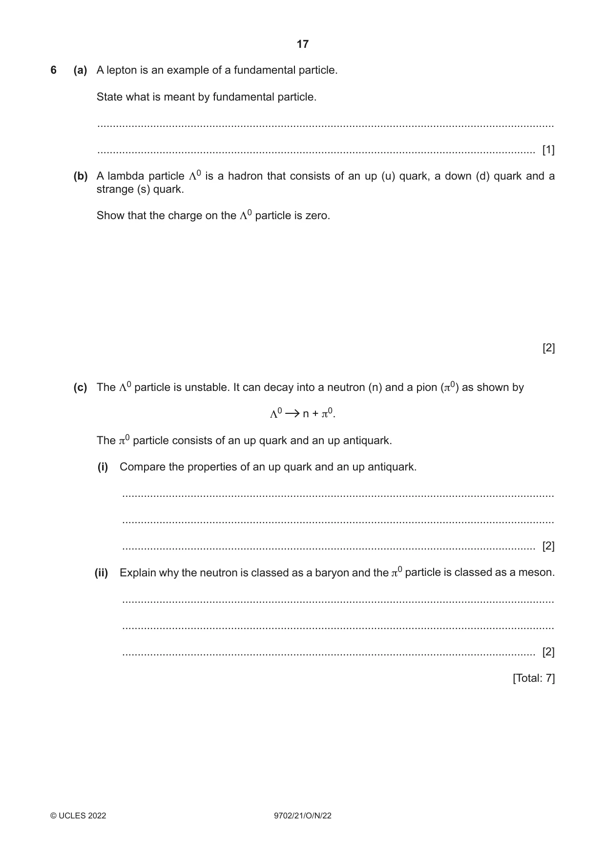 Cambridge A Level Physics 9702 2022 Oct/Nov Paper 2 · Variant 1 question paper, page 17 of 20