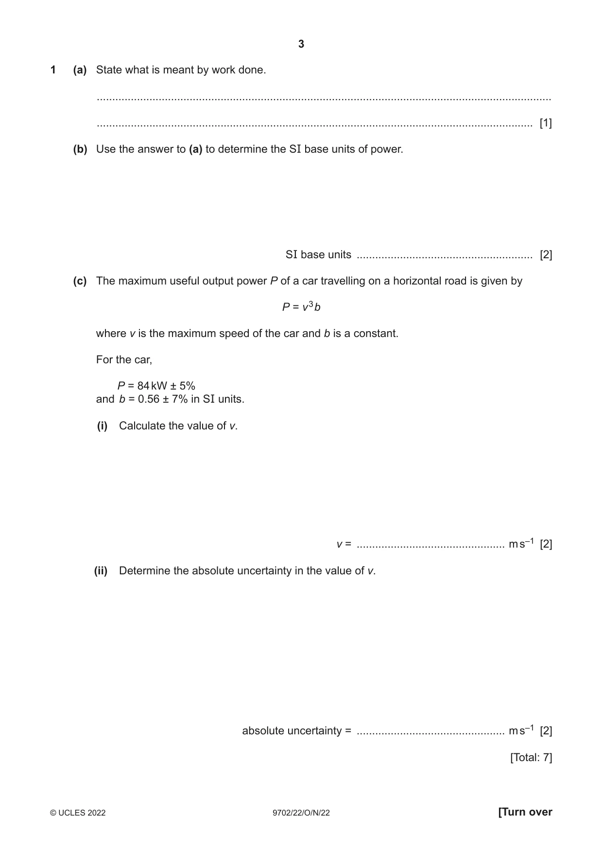 Cambridge A Level Physics 9702 2022 Oct/Nov Paper 2 · Variant 2 question paper, page 3 of 16