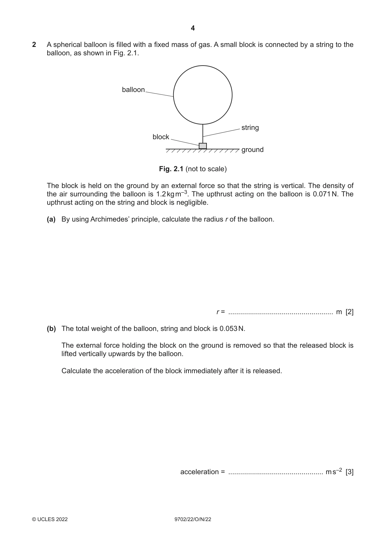 Cambridge A Level Physics 9702 2022 Oct/Nov Paper 2 · Variant 2 question paper, page 4 of 16