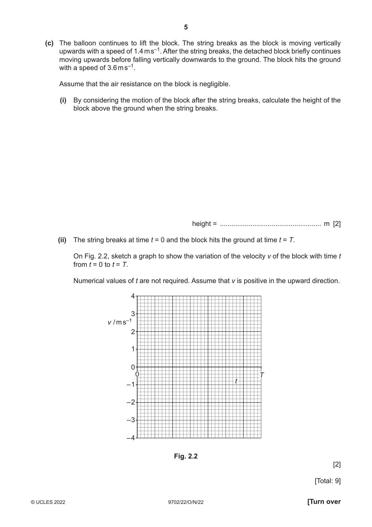 Cambridge A Level Physics 9702 2022 Oct/Nov Paper 2 · Variant 2 question paper, page 5 of 16