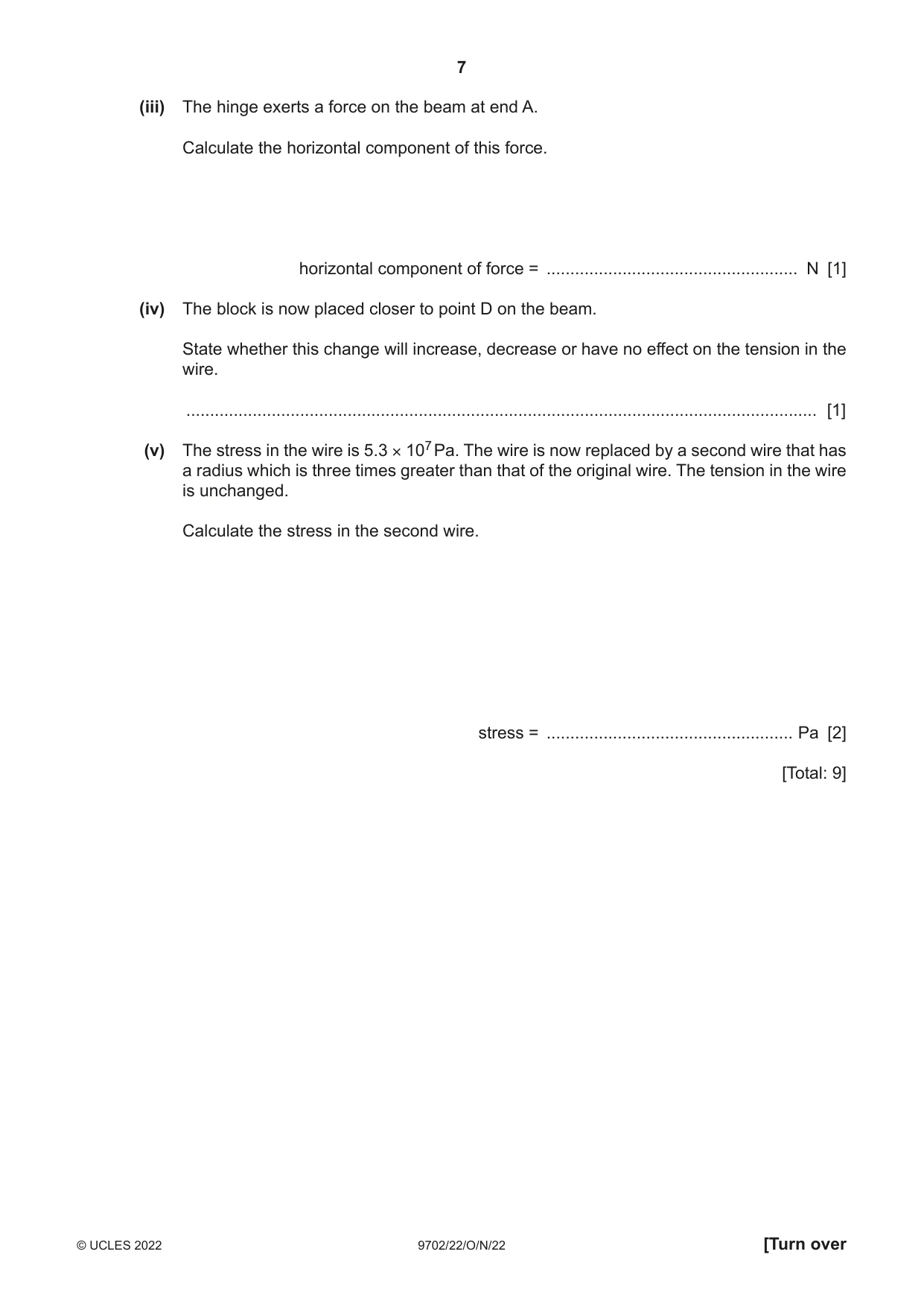 Cambridge A Level Physics 9702 2022 Oct/Nov Paper 2 · Variant 2 question paper, page 7 of 16