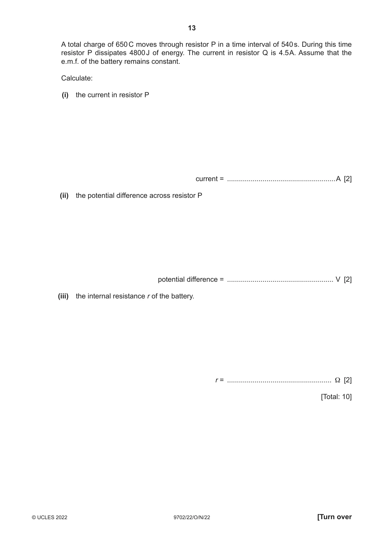 Cambridge A Level Physics 9702 2022 Oct/Nov Paper 2 · Variant 2 question paper, page 13 of 16
