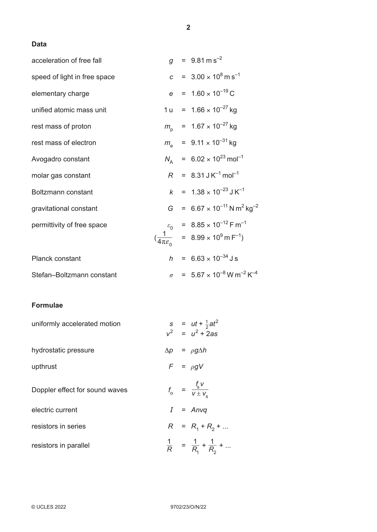 Cambridge A Level Physics 9702 2022 Oct/Nov Paper 2 · Variant 3 question paper, page 2 of 16