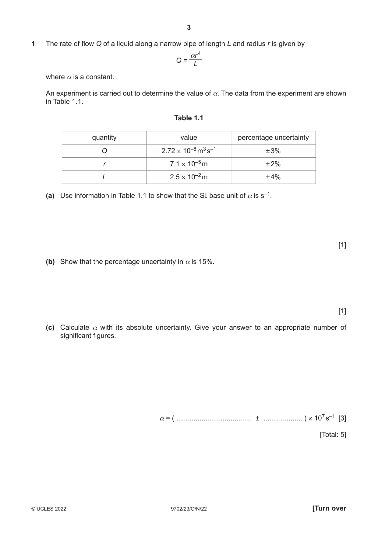 Cambridge A Level Physics 9702 2022 Oct/Nov Paper 2 · Variant 3 question paper, page 3 of 16