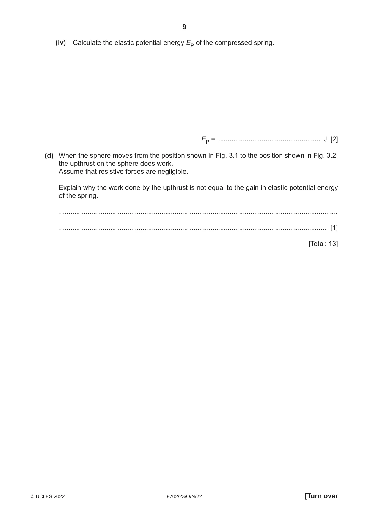 Cambridge A Level Physics 9702 2022 Oct/Nov Paper 2 · Variant 3 question paper, page 9 of 16