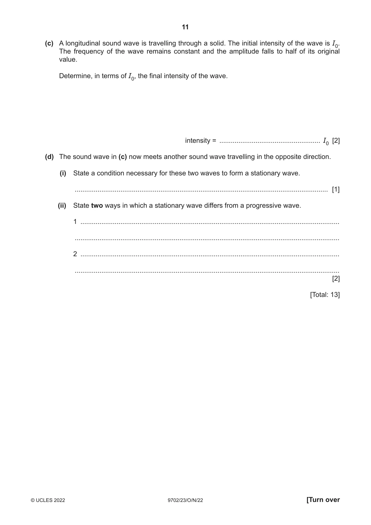 Cambridge A Level Physics 9702 2022 Oct/Nov Paper 2 · Variant 3 question paper, page 11 of 16