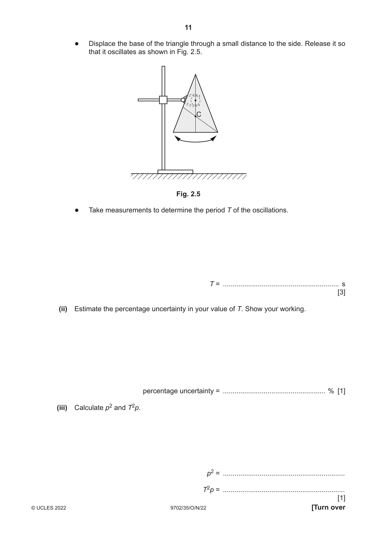 Cambridge A Level Physics 9702 2022 Oct/Nov Paper 3 · Variant 5 question paper, page 11 of 16