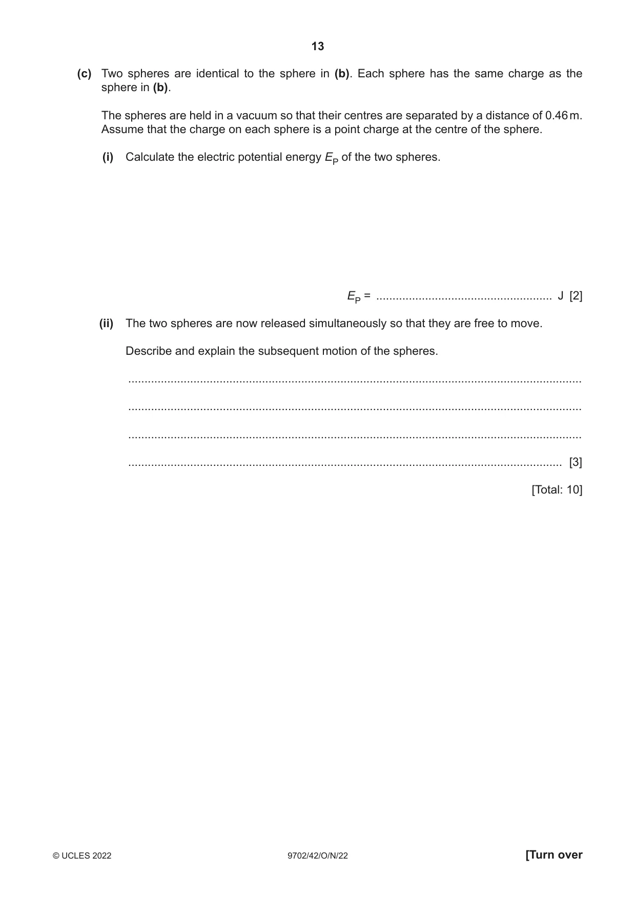 Cambridge A Level Physics 9702 2022 Oct/Nov Paper 4 · Variant 2 question paper, page 13 of 24