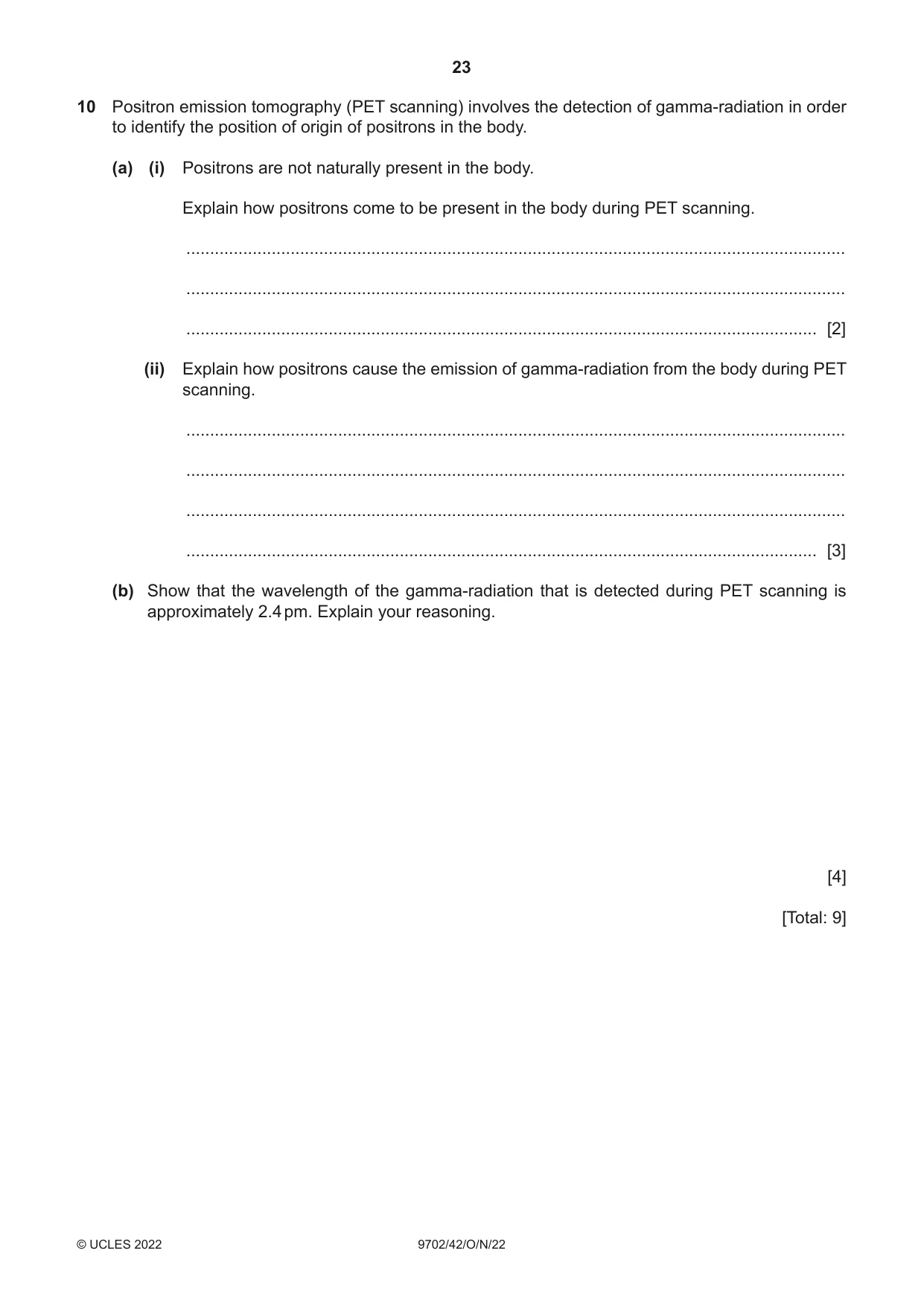 Cambridge A Level Physics 9702 2022 Oct/Nov Paper 4 · Variant 2 question paper, page 23 of 24