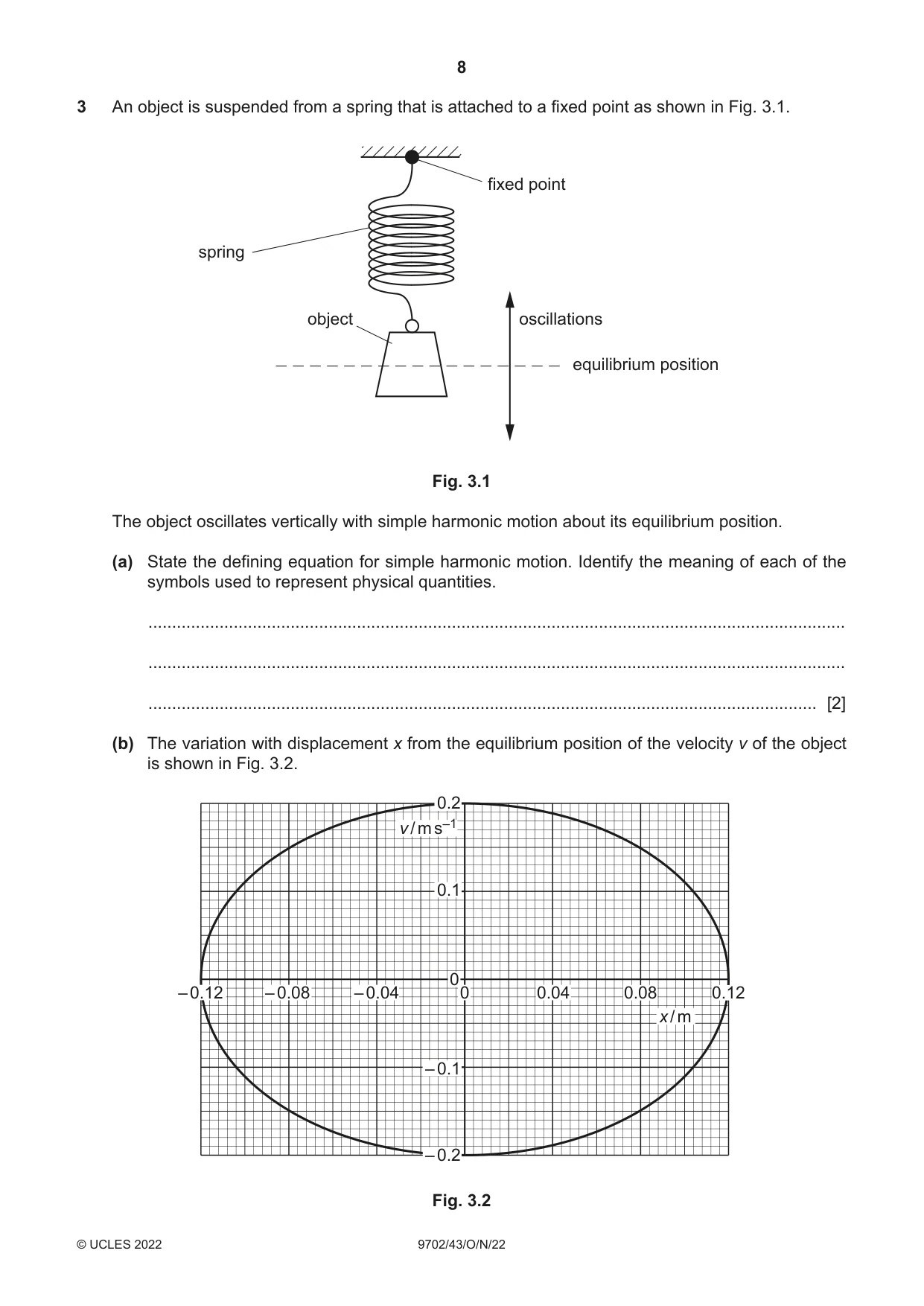 Cambridge A Level Physics 9702 2022 Oct/Nov Paper 4 · Variant 3 question paper, page 8 of 24