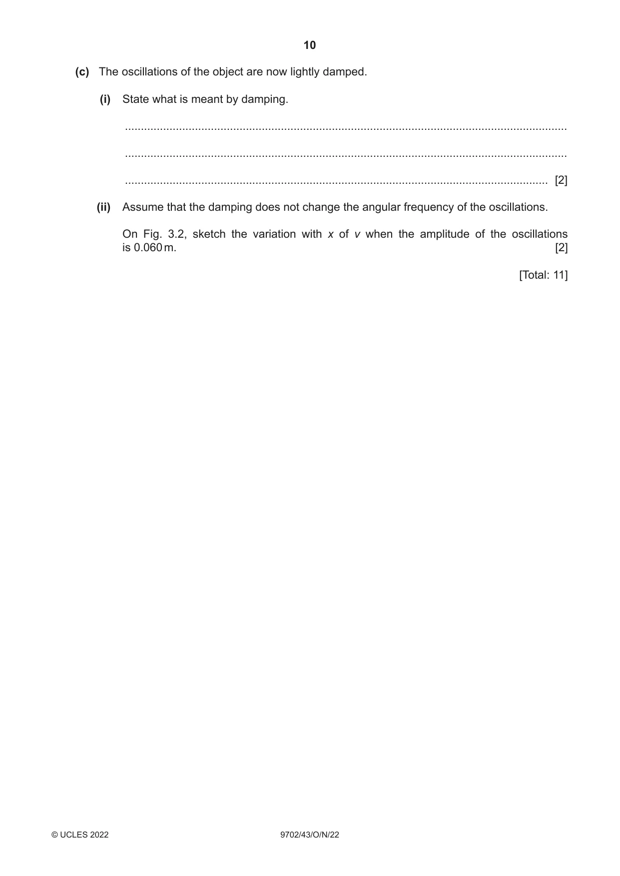 Cambridge A Level Physics 9702 2022 Oct/Nov Paper 4 · Variant 3 question paper, page 10 of 24