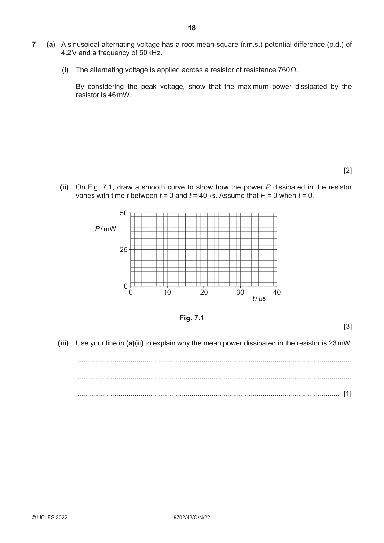 Cambridge A Level Physics 9702 2022 Oct/Nov Paper 4 · Variant 3 question paper, page 18 of 24