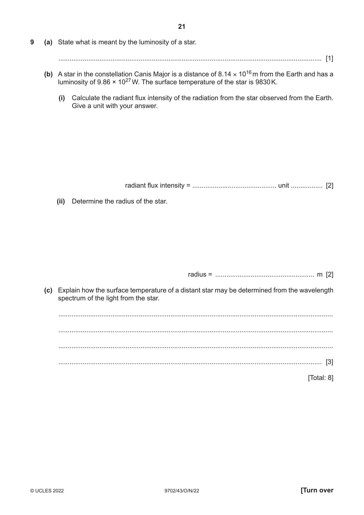 Cambridge A Level Physics 9702 2022 Oct/Nov Paper 4 · Variant 3 question paper, page 21 of 24