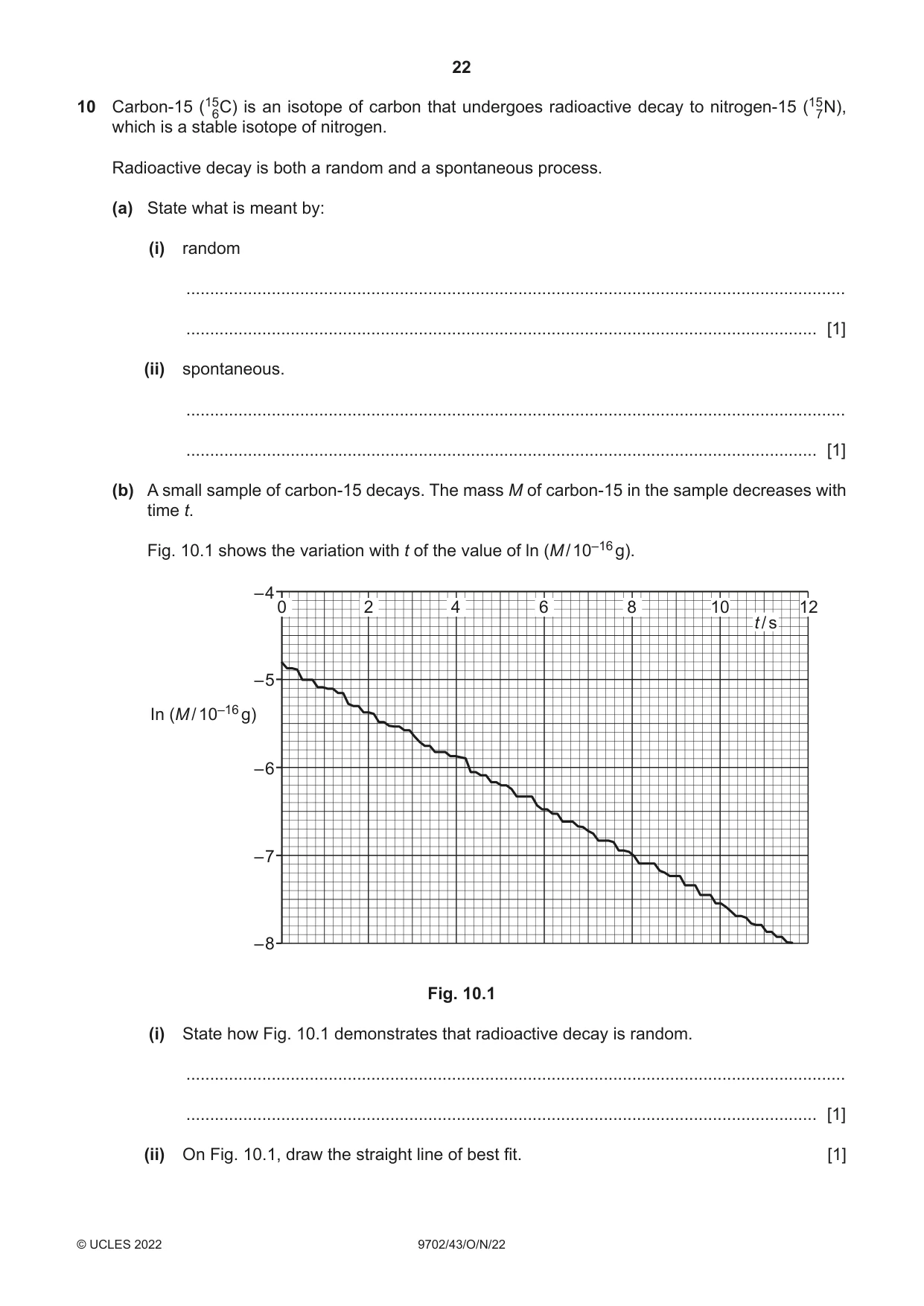 Cambridge A Level Physics 9702 2022 Oct/Nov Paper 4 · Variant 3 question paper, page 22 of 24