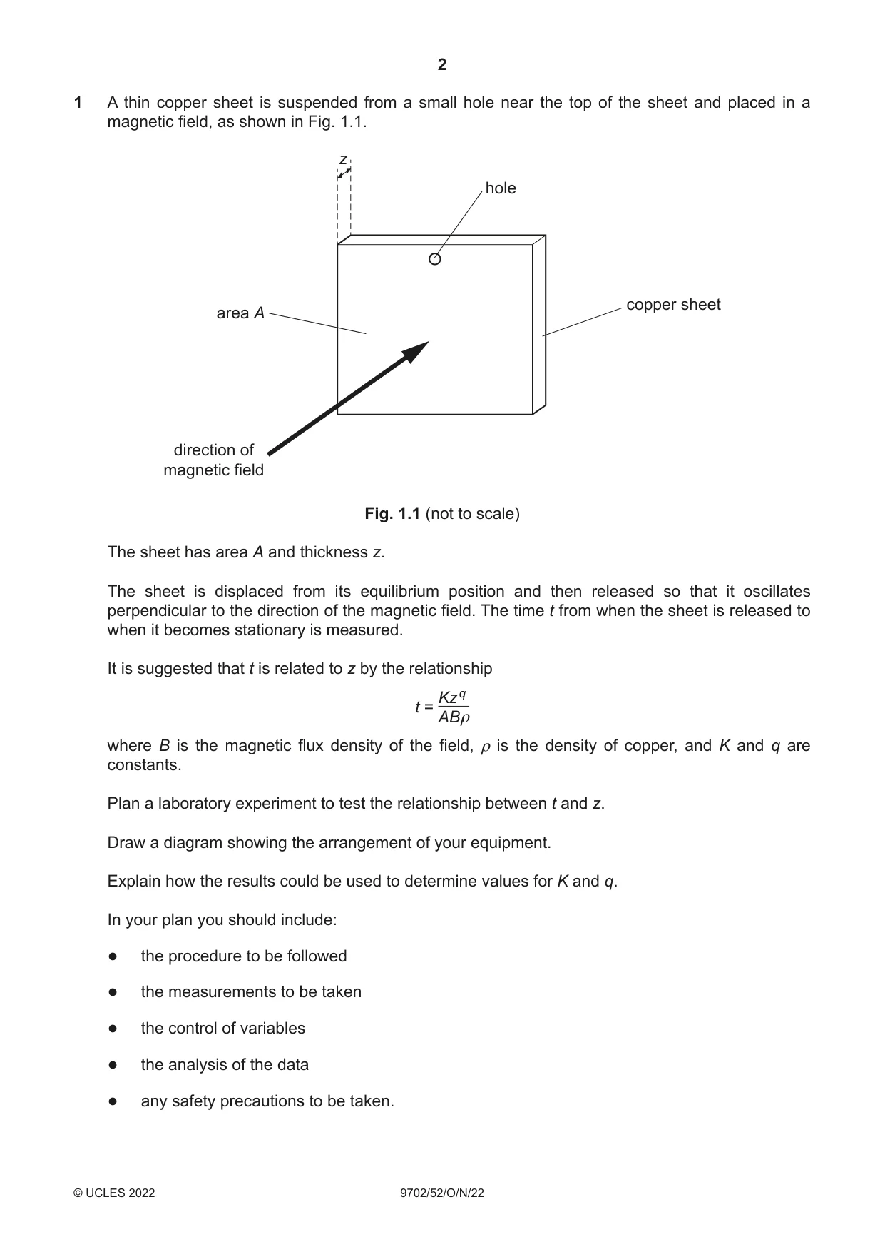 Cambridge A Level Physics 9702 2022 Oct/Nov Paper 5 · Variant 2 question paper, page 2 of 8