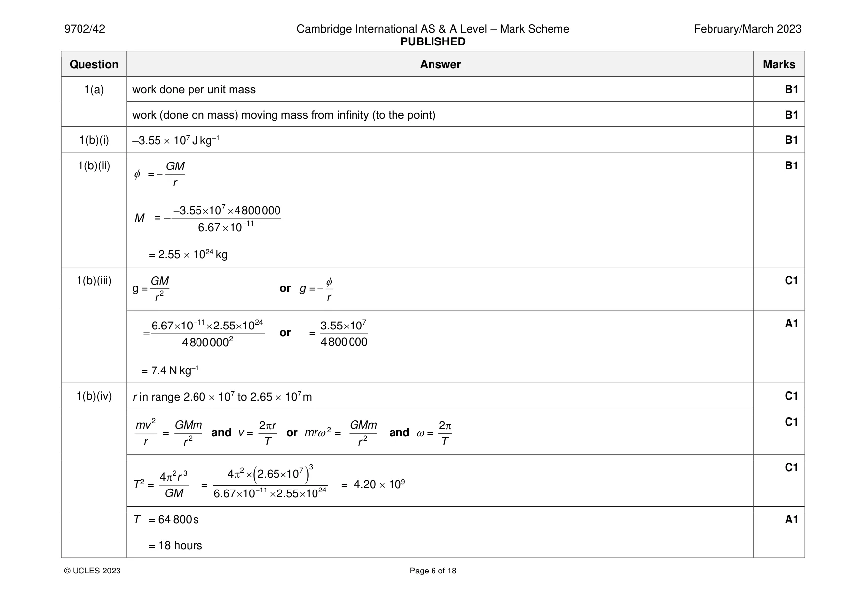 Mark scheme, page 6 of 18
