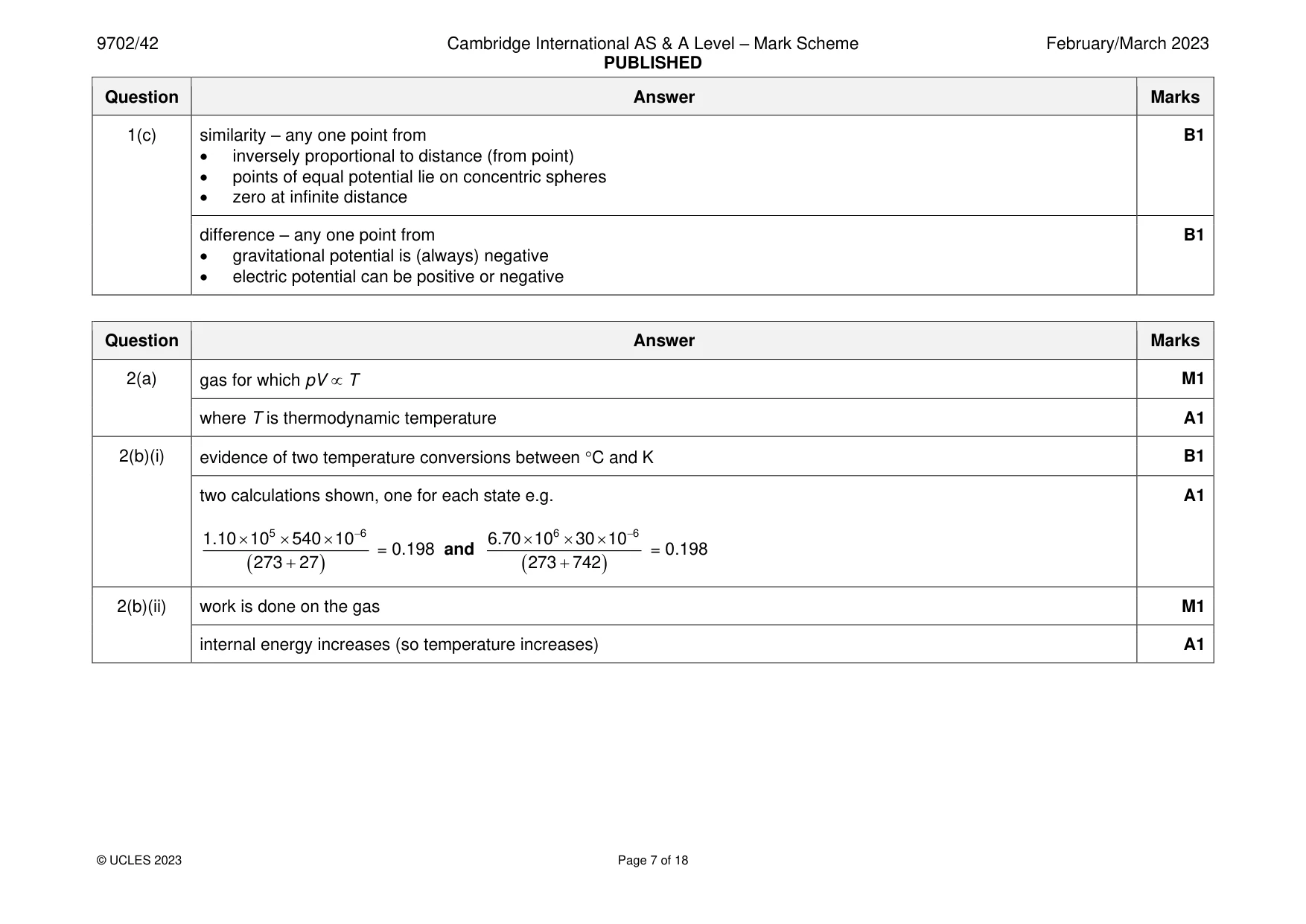Mark scheme, page 7 of 18