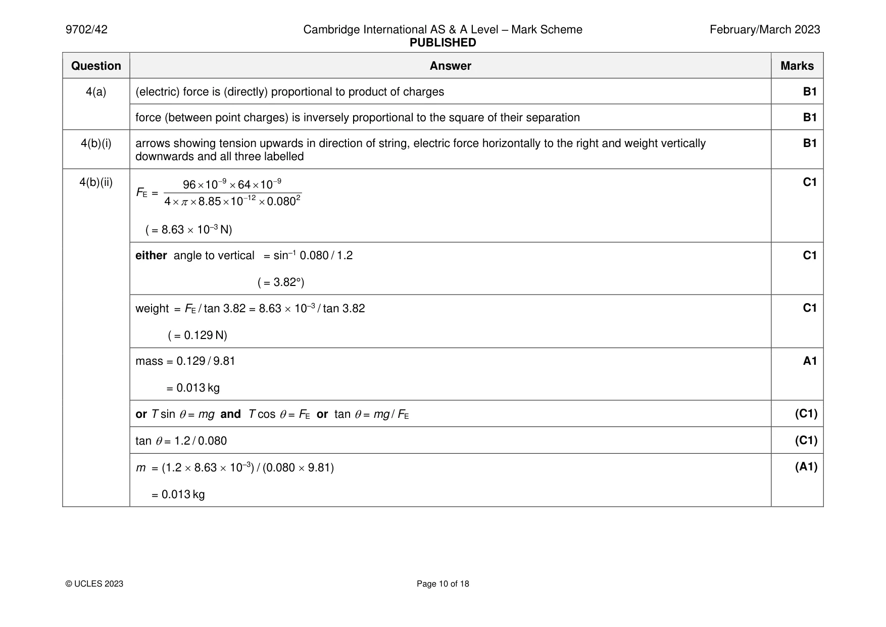 Mark scheme, page 10 of 18