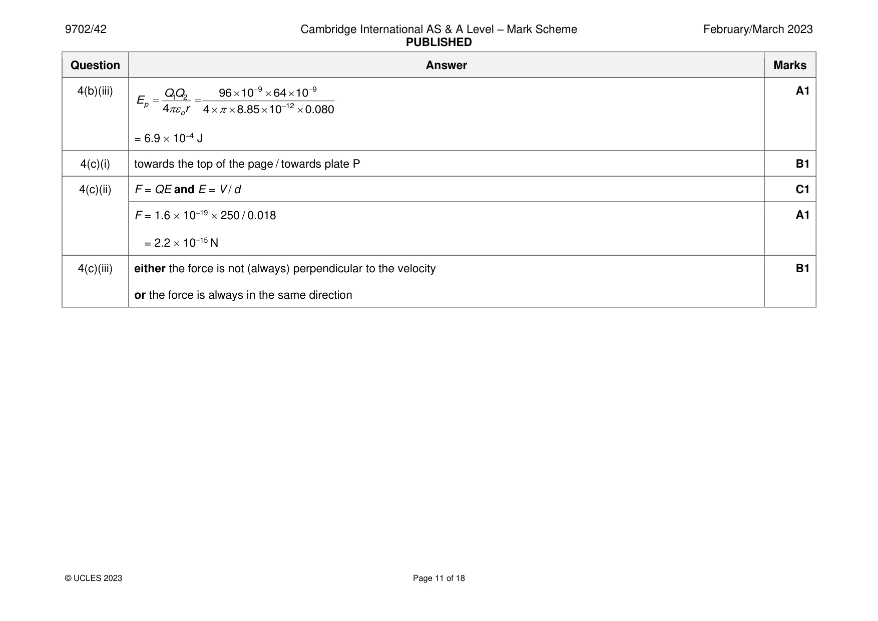 Mark scheme, page 11 of 18