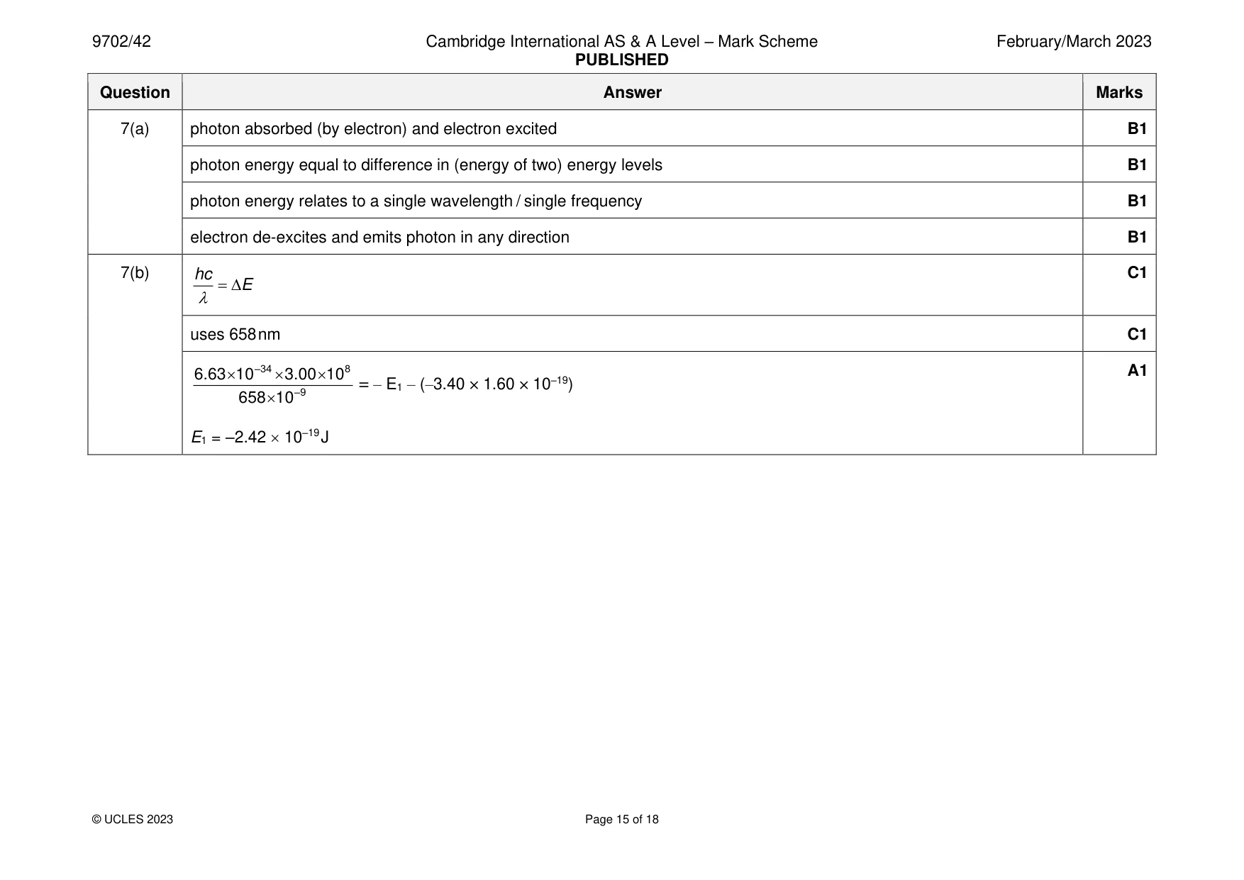 Mark scheme, page 15 of 18