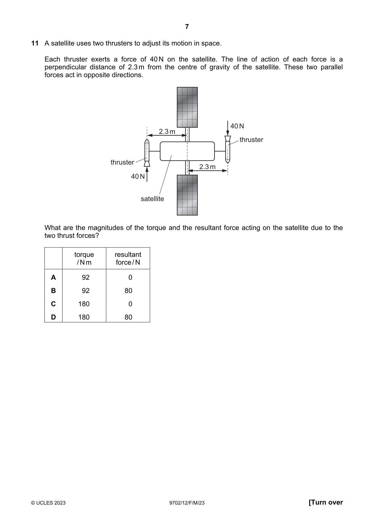 Cambridge A Level Physics 9702 2023 Feb/March Paper 1 · Variant 2 question paper, page 7 of 20