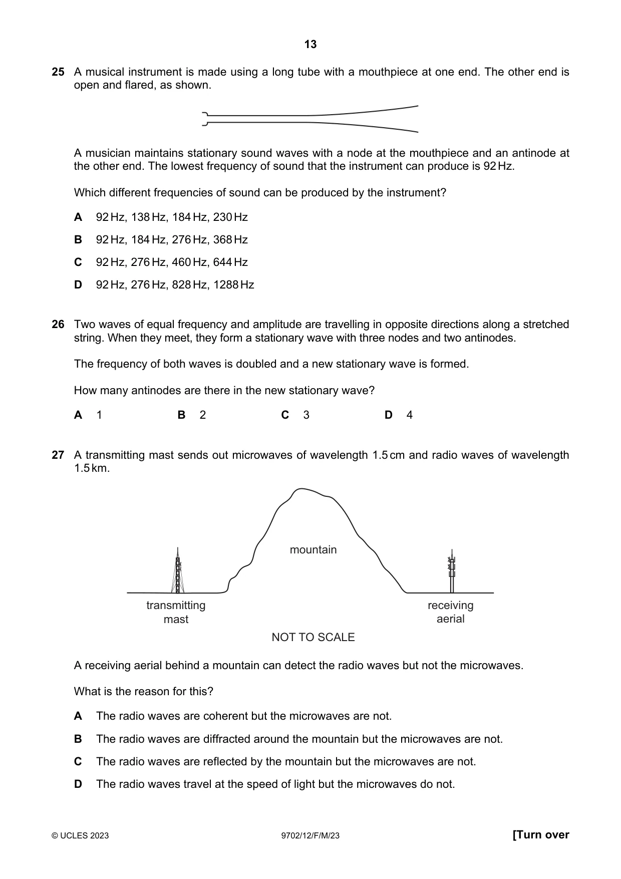 Cambridge A Level Physics 9702 2023 Feb/March Paper 1 · Variant 2 question paper, page 13 of 20