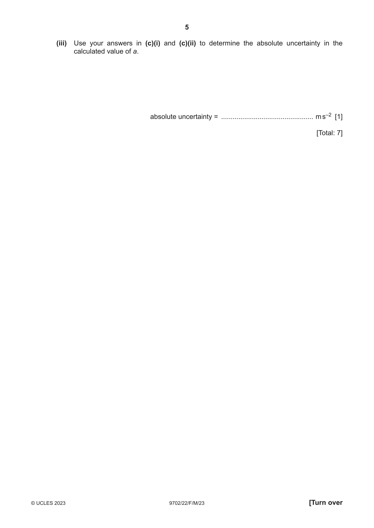 Cambridge A Level Physics 9702 2023 Feb/March Paper 2 · Variant 2 question paper, page 5 of 20