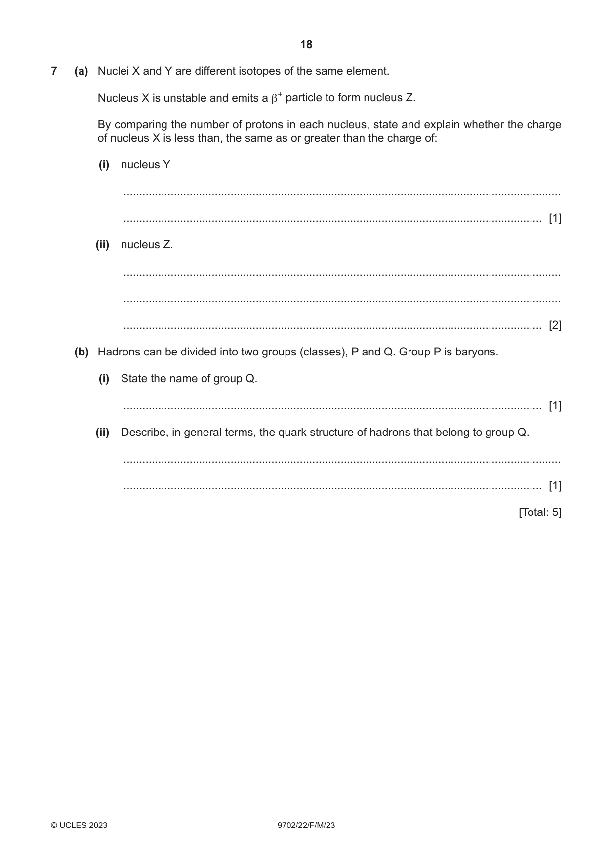 Cambridge A Level Physics 9702 2023 Feb/March Paper 2 · Variant 2 question paper, page 18 of 20