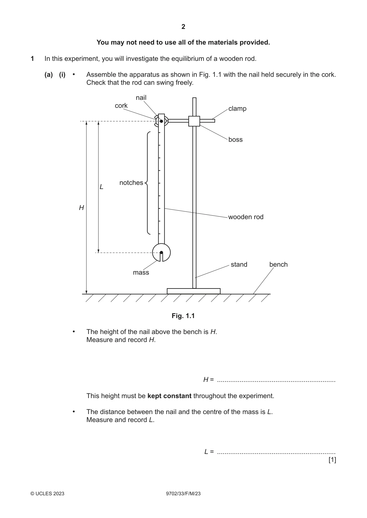 Cambridge A Level Physics 9702 2023 Feb/March Paper 3 · Variant 3 question paper, page 2 of 12