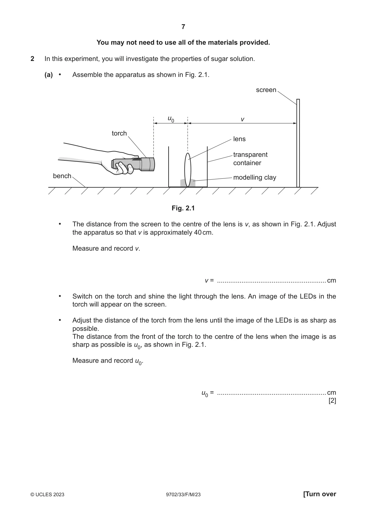 Cambridge A Level Physics 9702 2023 Feb/March Paper 3 · Variant 3 question paper, page 7 of 12