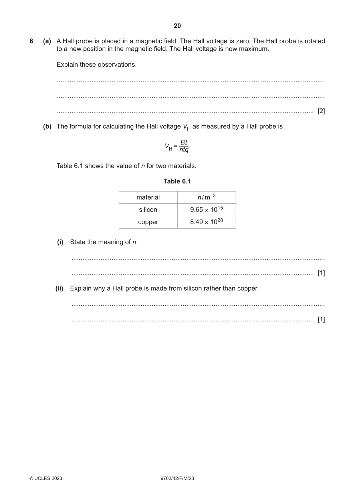 Cambridge A Level Physics 9702 2023 Feb/March Paper 4 · Variant 2 question paper, page 20 of 32
