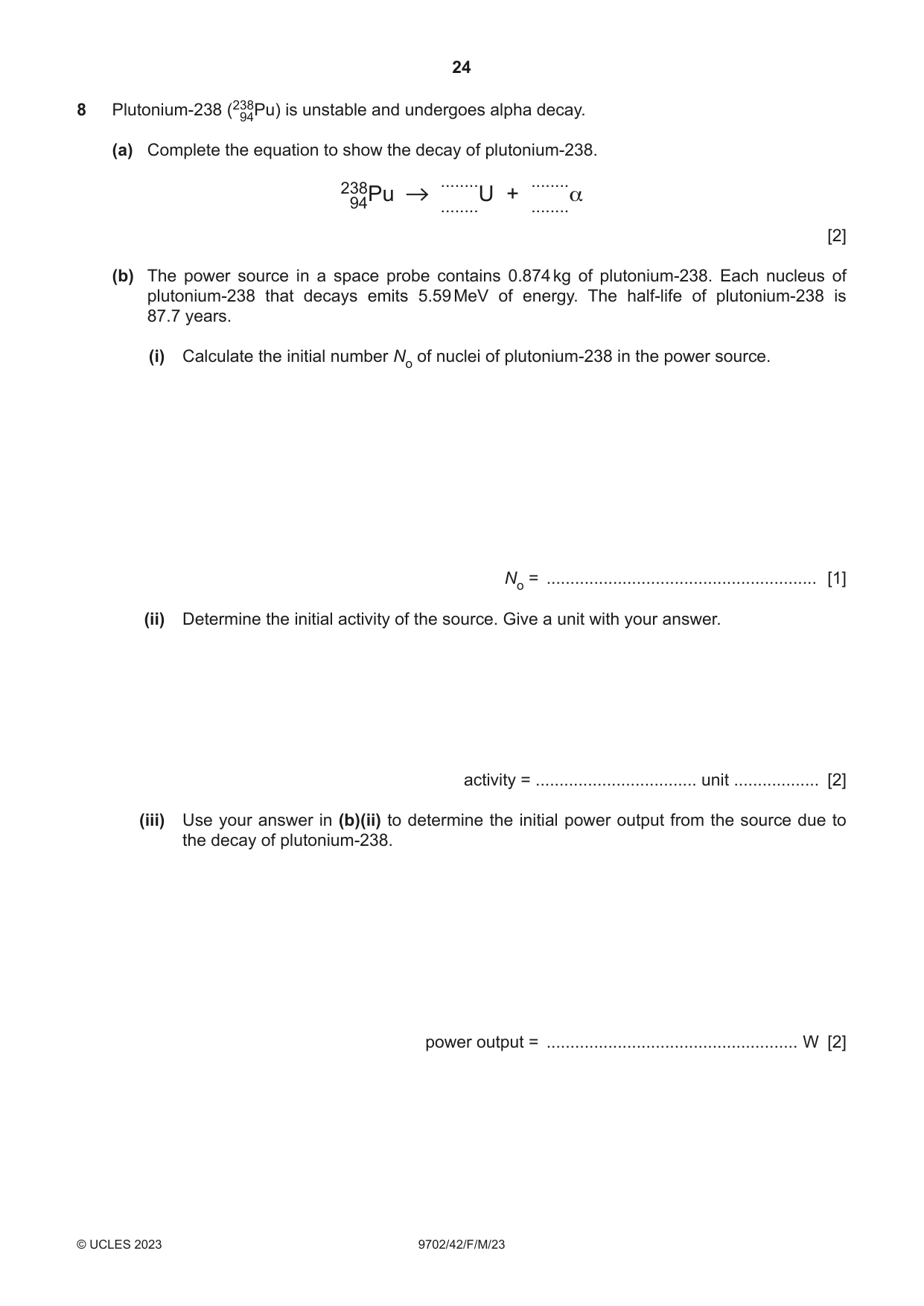 Cambridge A Level Physics 9702 2023 Feb/March Paper 4 · Variant 2 question paper, page 24 of 32