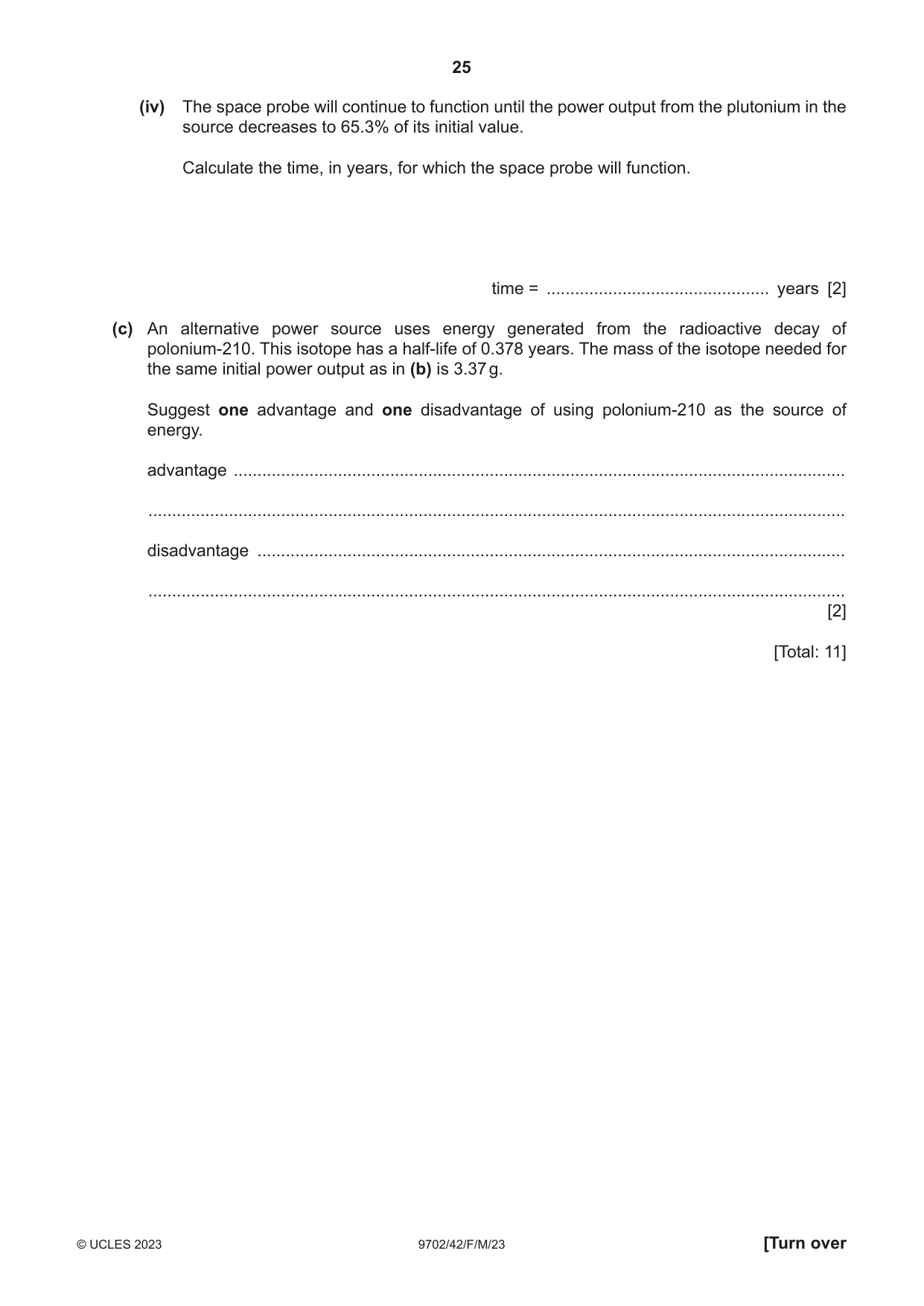 Cambridge A Level Physics 9702 2023 Feb/March Paper 4 · Variant 2 question paper, page 25 of 32