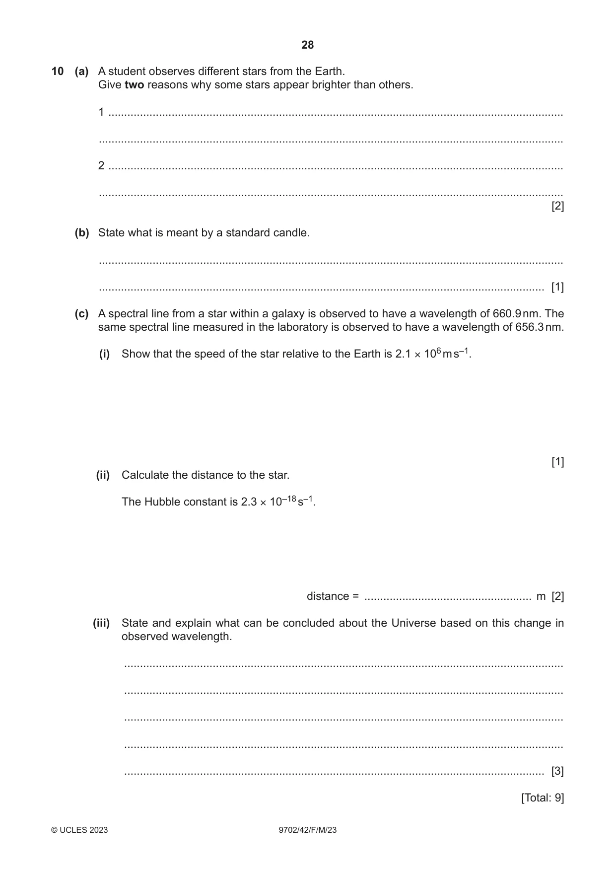 Cambridge A Level Physics 9702 2023 Feb/March Paper 4 · Variant 2 question paper, page 28 of 32