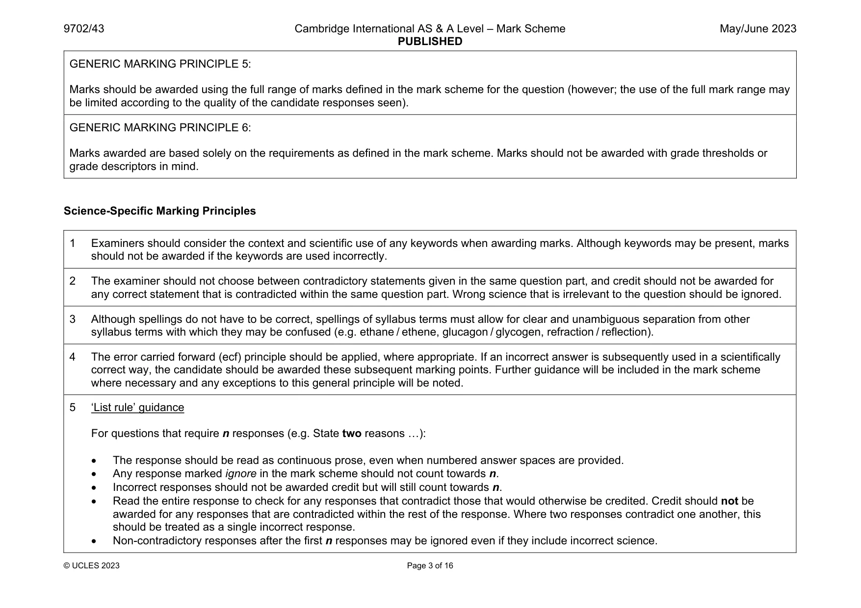 Mark scheme, page 3 of 16