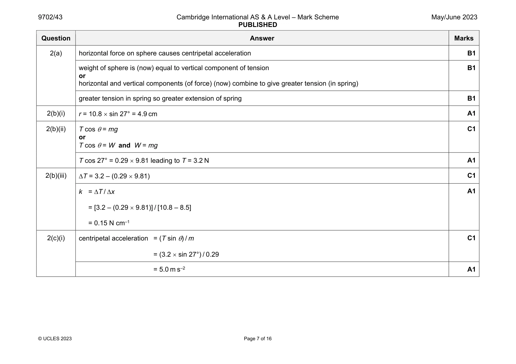 Mark scheme, page 7 of 16
