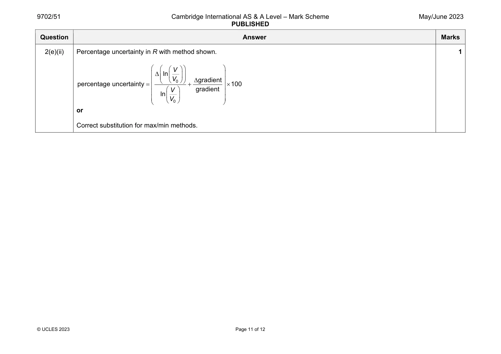 Mark scheme, page 11 of 12