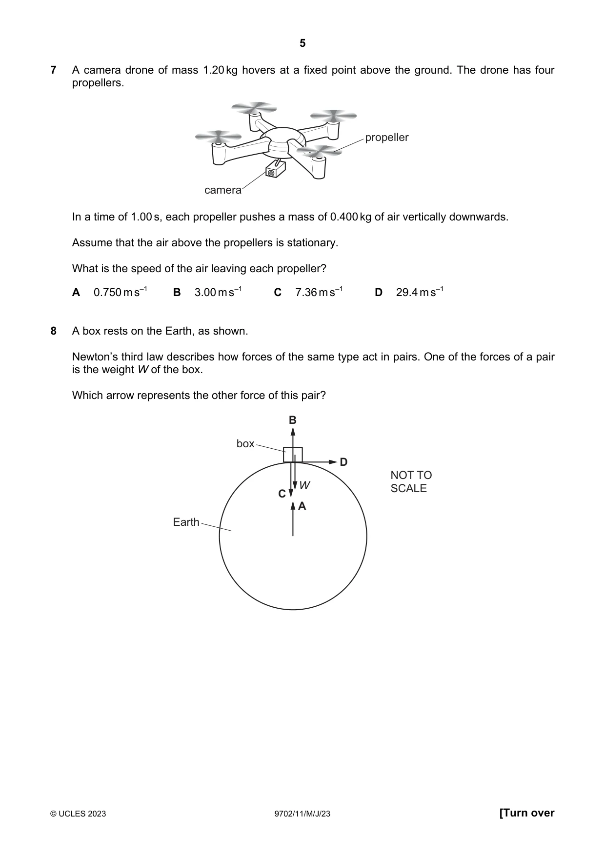 Cambridge A Level Physics 9702 2023 May/June Paper 1 · Variant 1 question paper, page 5 of 20