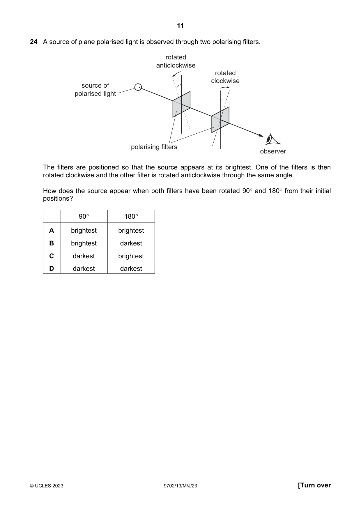 Cambridge A Level Physics 9702 2023 May/June Paper 1 · Variant 3 question paper, page 11 of 20