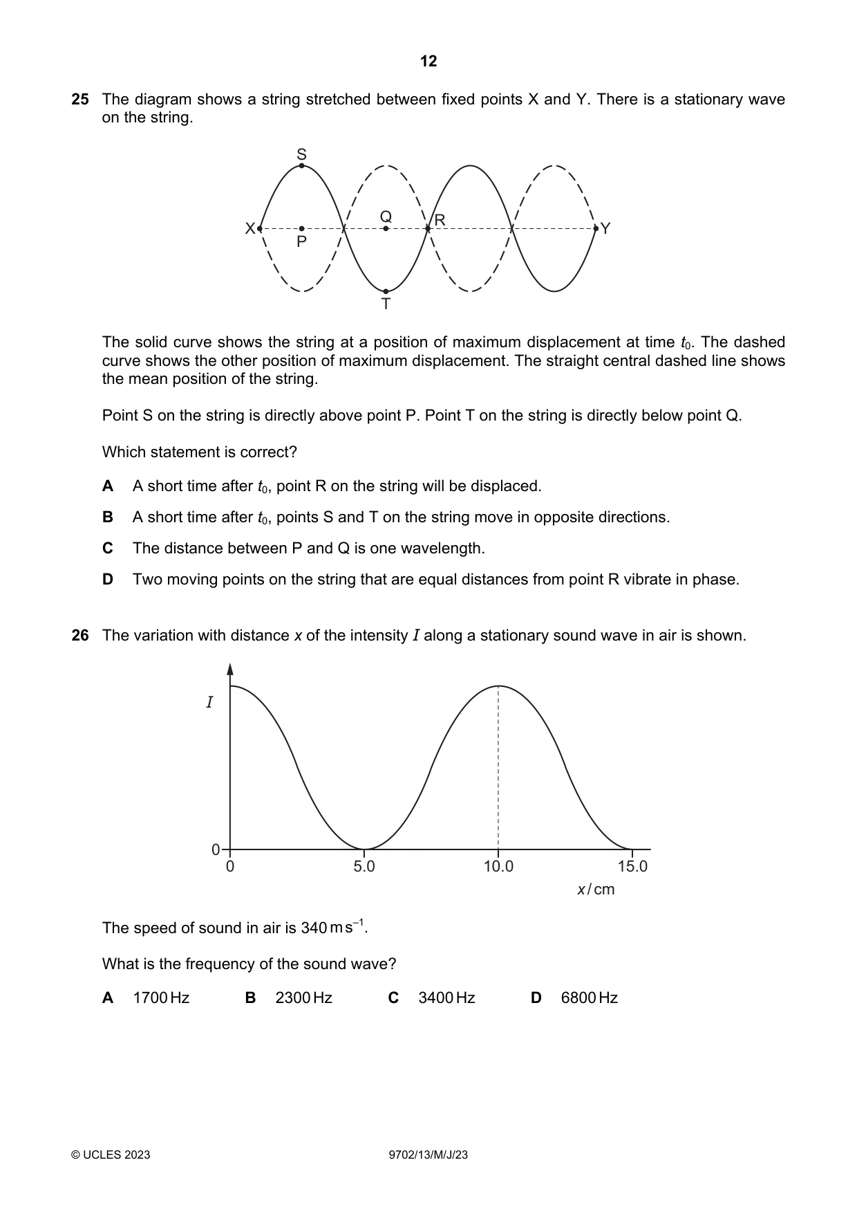 Cambridge A Level Physics 9702 2023 May/June Paper 1 · Variant 3 question paper, page 12 of 20