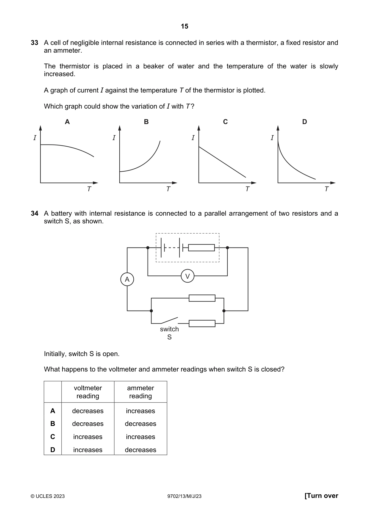 Cambridge A Level Physics 9702 2023 May/June Paper 1 · Variant 3 question paper, page 15 of 20