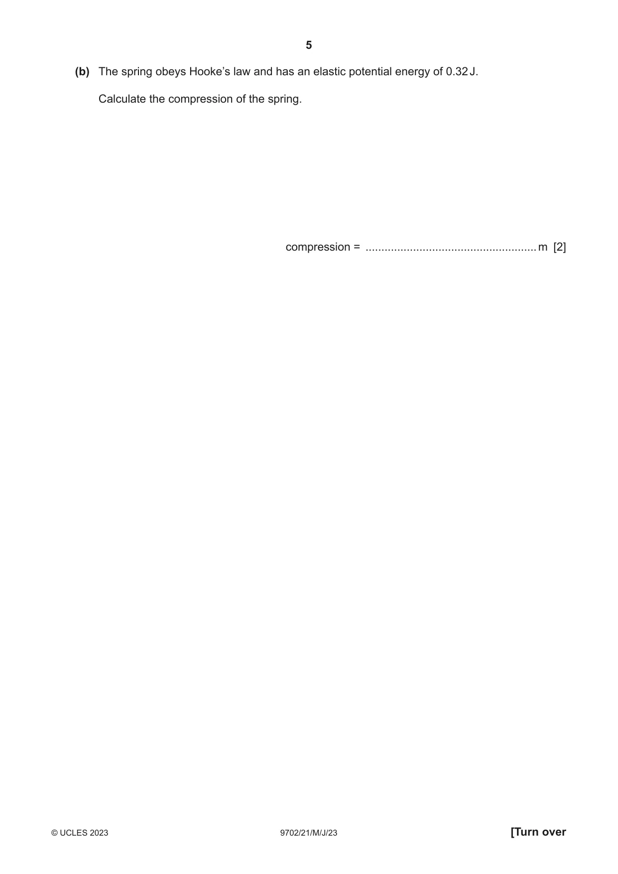 Cambridge A Level Physics 9702 2023 May/June Paper 2 · Variant 1 question paper, page 5 of 20
