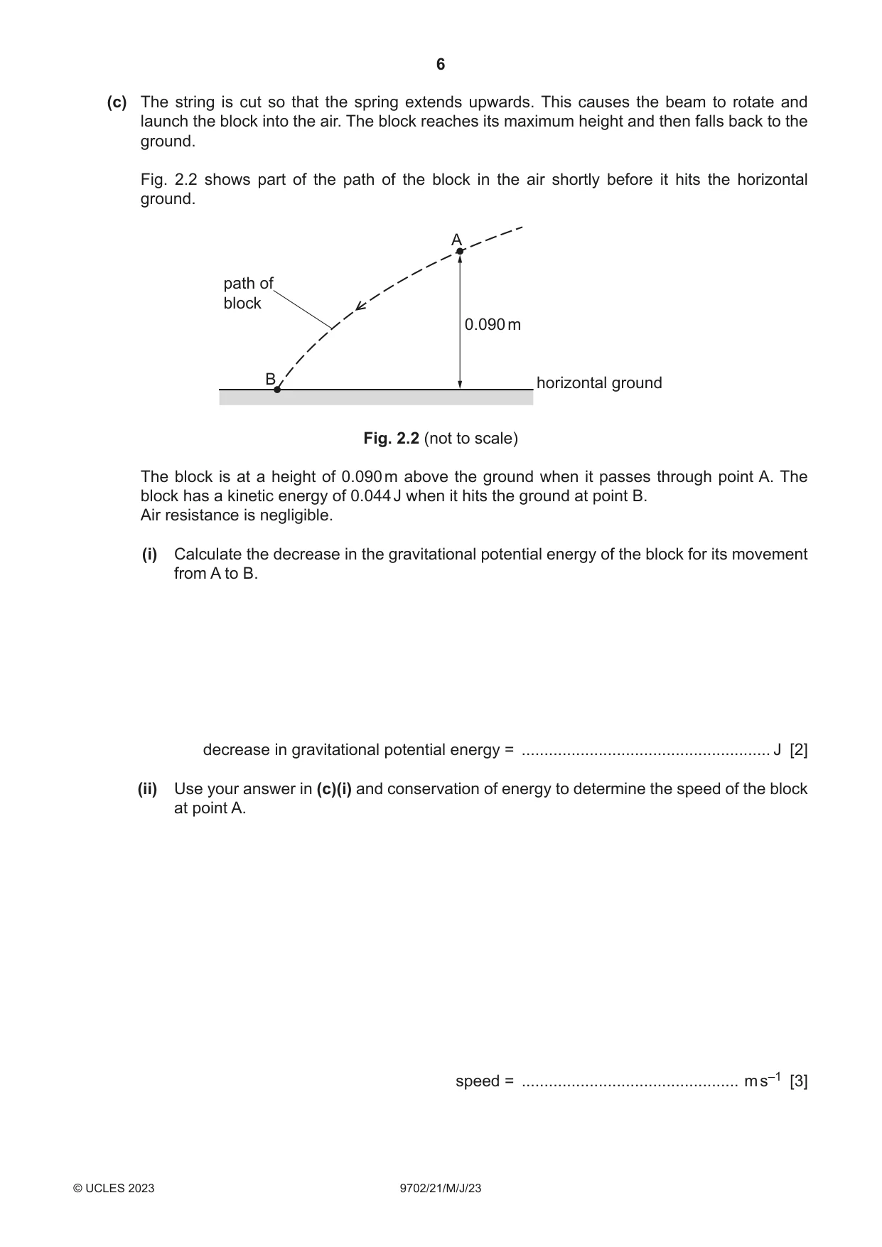 Cambridge A Level Physics 9702 2023 May/June Paper 2 · Variant 1 question paper, page 6 of 20