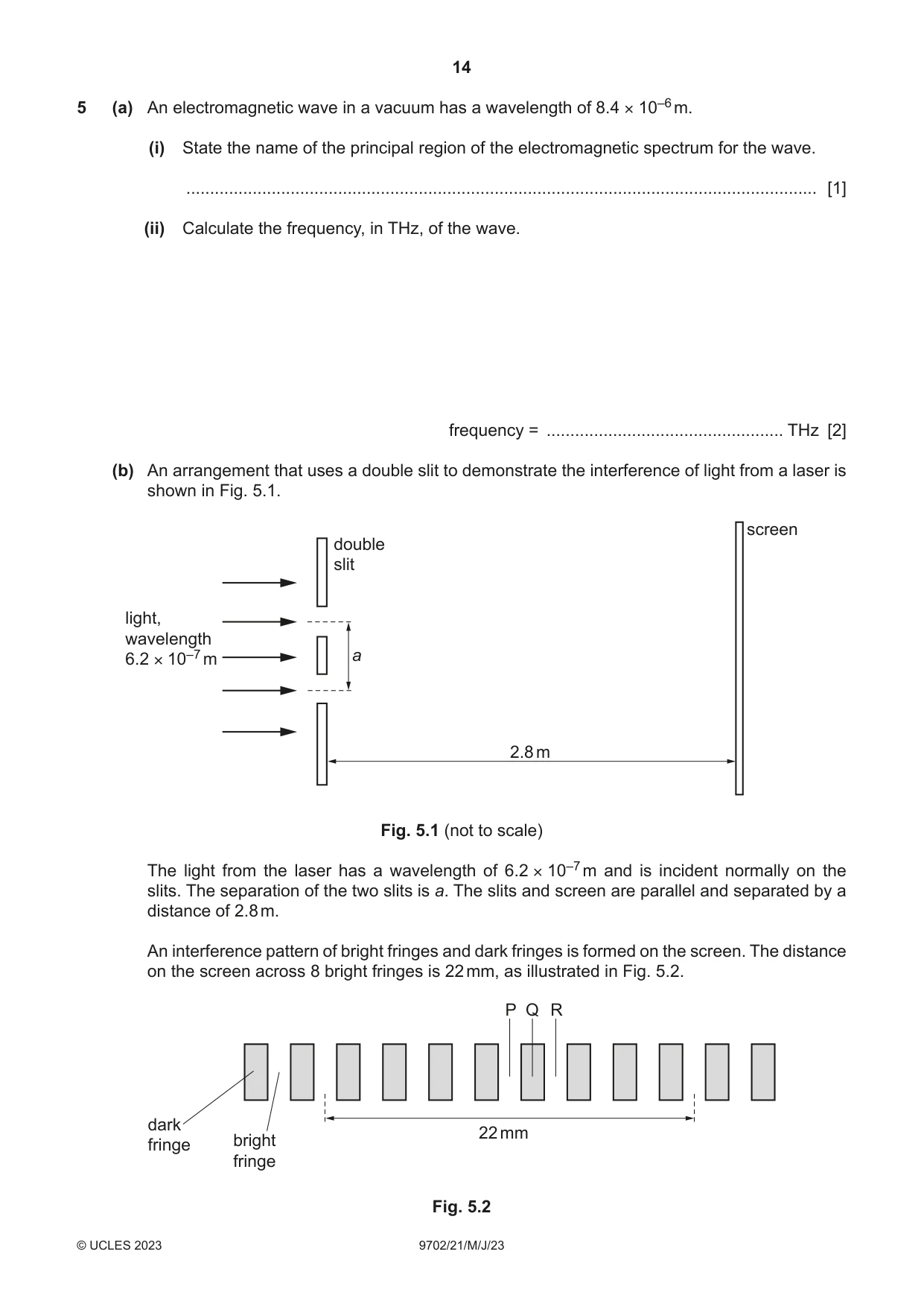 Cambridge A Level Physics 9702 2023 May/June Paper 2 · Variant 1 question paper, page 14 of 20