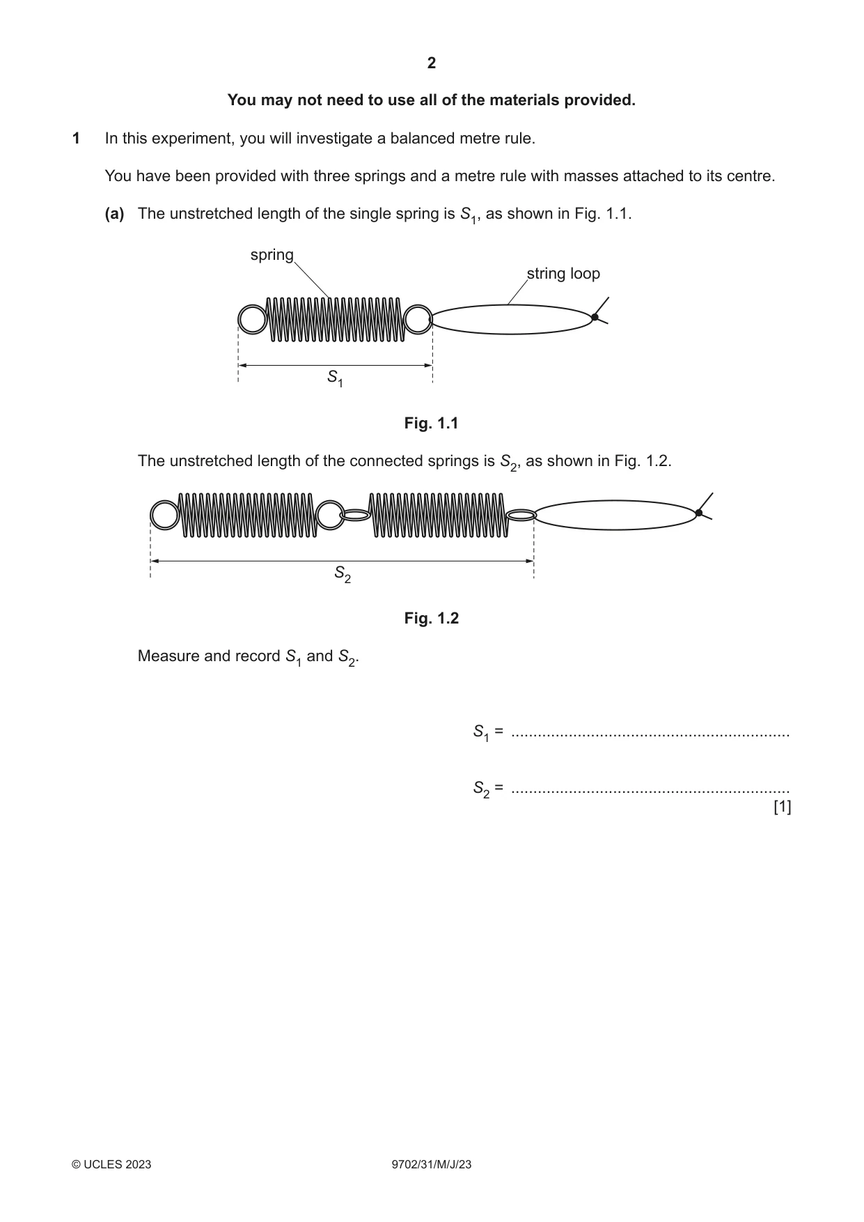 Cambridge A Level Physics 9702 2023 May/June Paper 3 · Variant 1 question paper, page 2 of 12