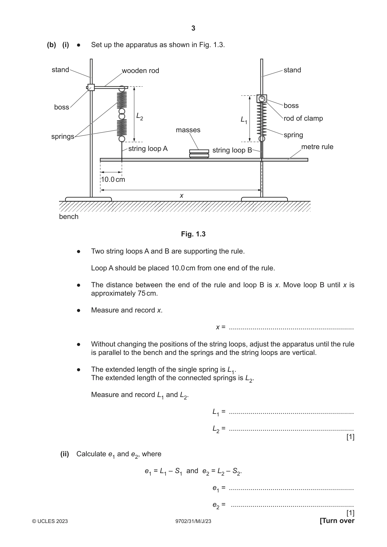 Cambridge A Level Physics 9702 2023 May/June Paper 3 · Variant 1 question paper, page 3 of 12
